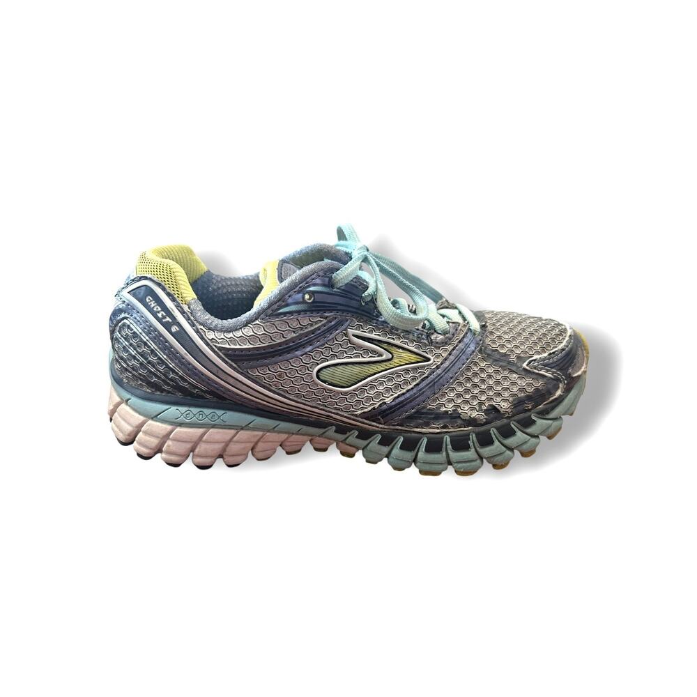 Brooks Ghost 6 Women's Running Shoes Size 6.5 Gray Blue Yellow 120138 1B620
